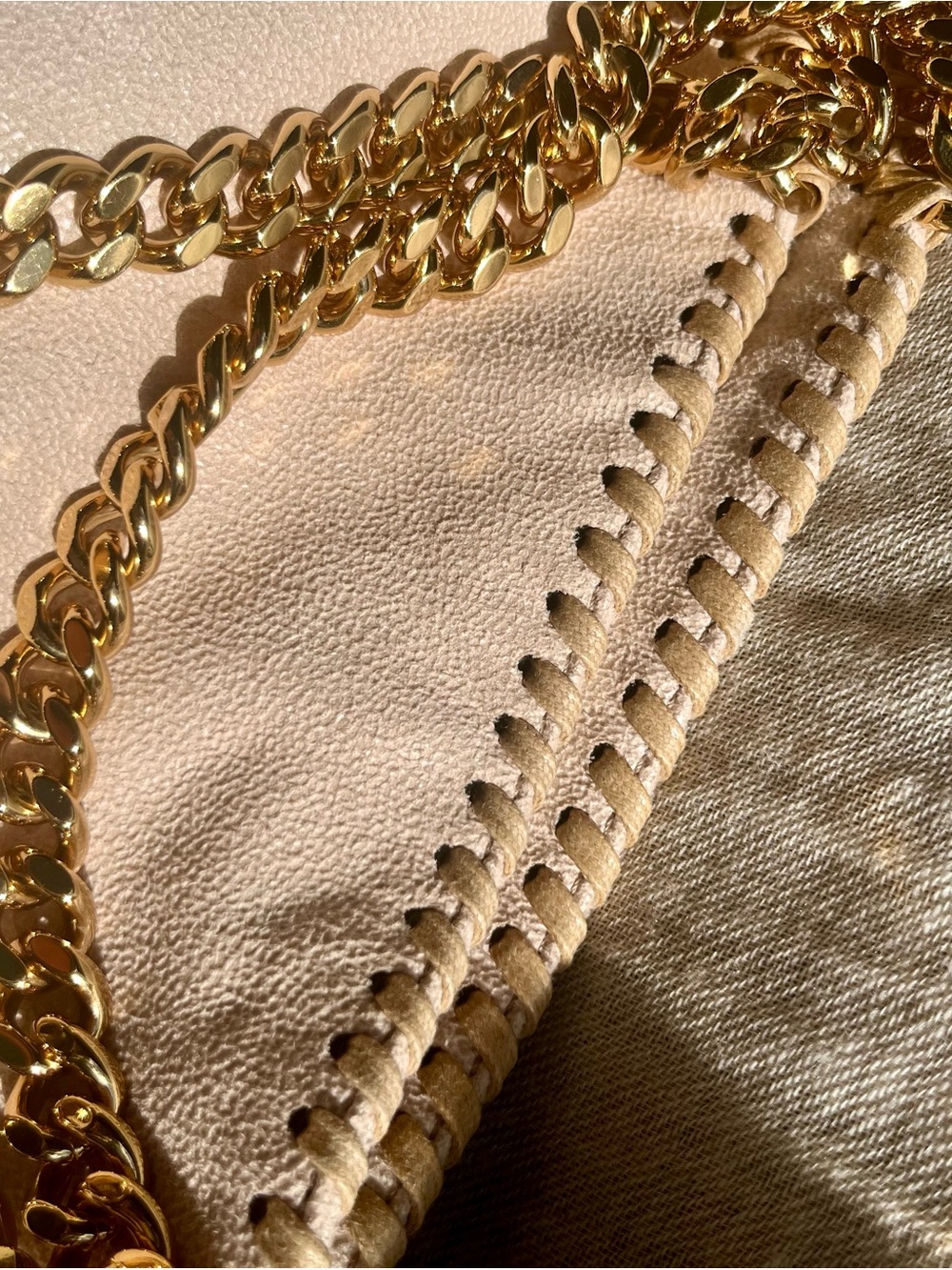 Stella McCartney Falabella Fold-Over Tote Cream Vegan with Gold - Picture 13 of 16